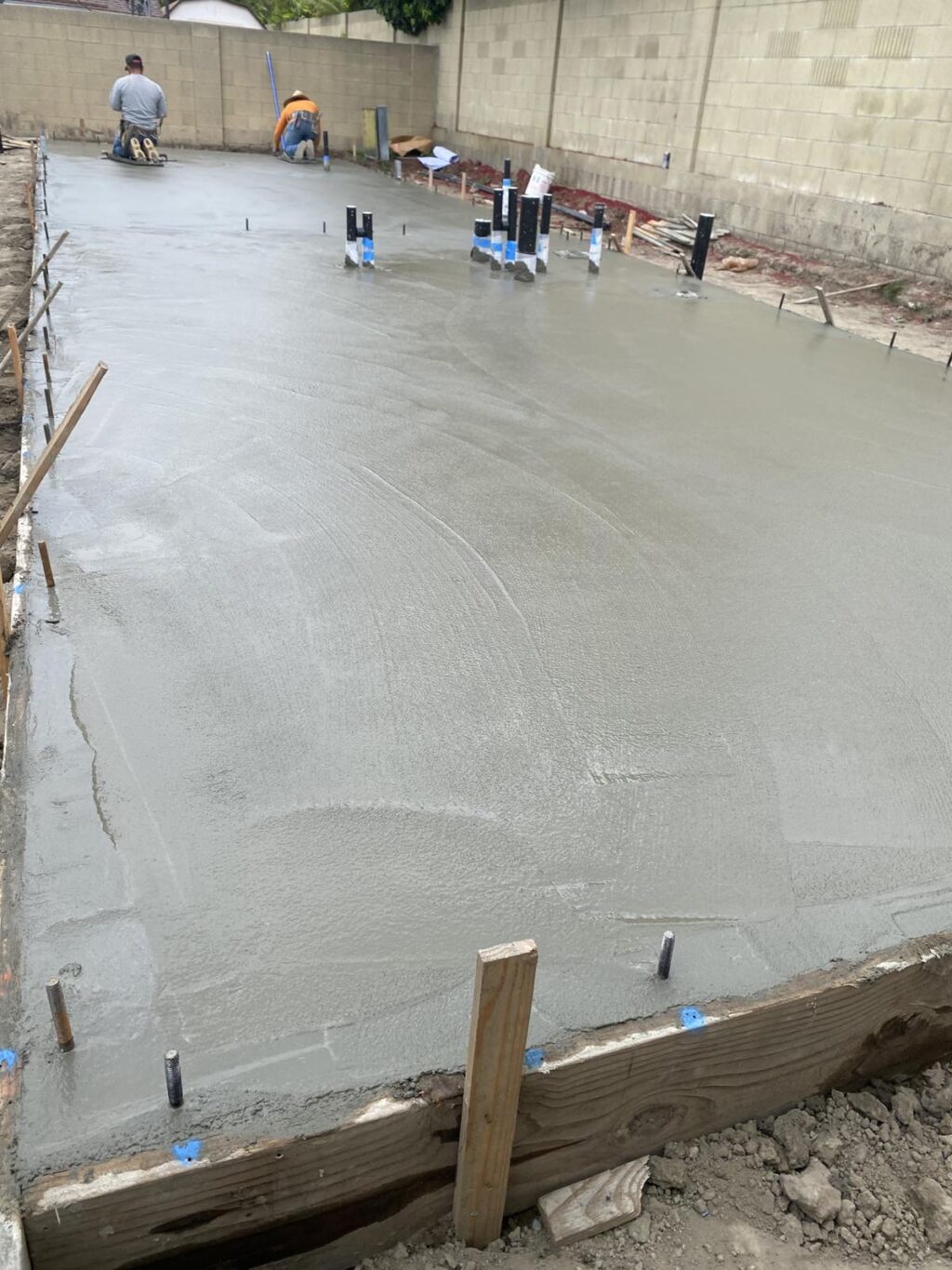 Concrete slab foundation pour for a new ADU