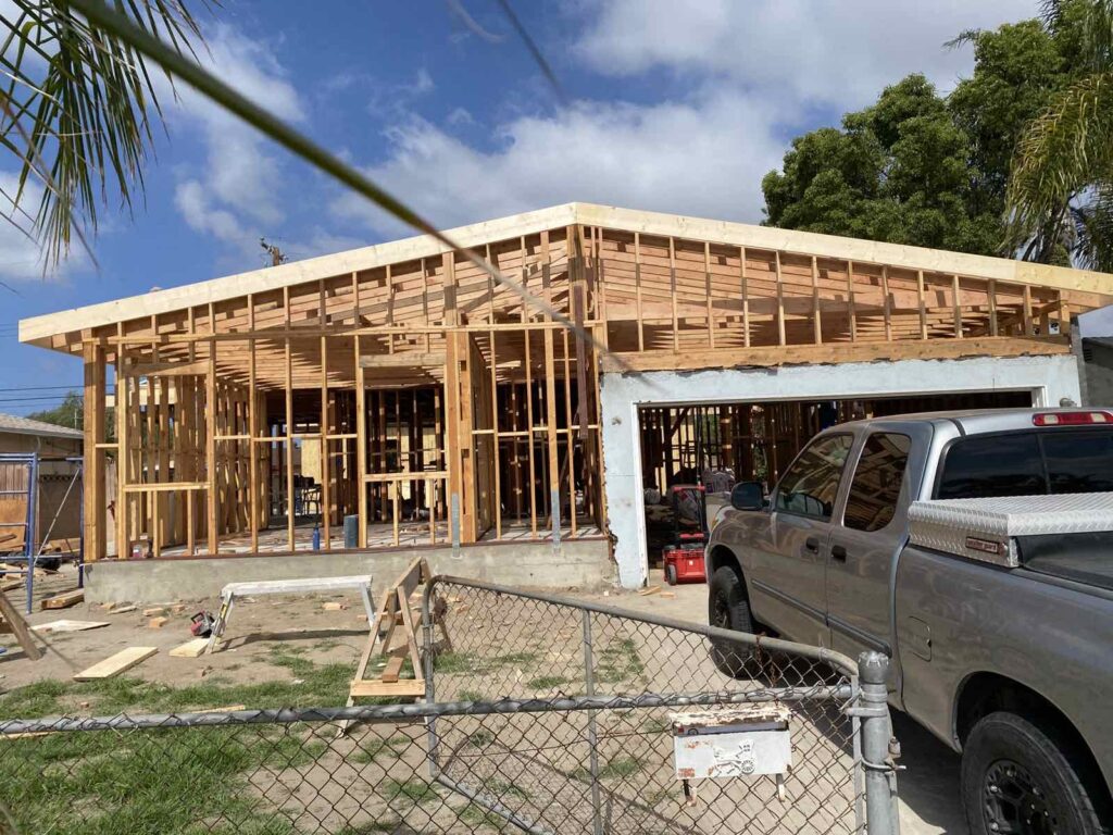 Room addition framing next to existing home - Orange County