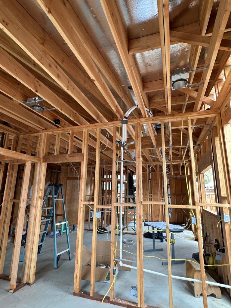 ADU ceiling joists and framing in Anaheim, CA