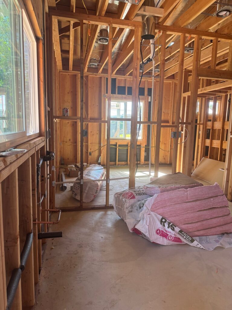 ADU interior framing with electrical rough-in, Anaheim, CA