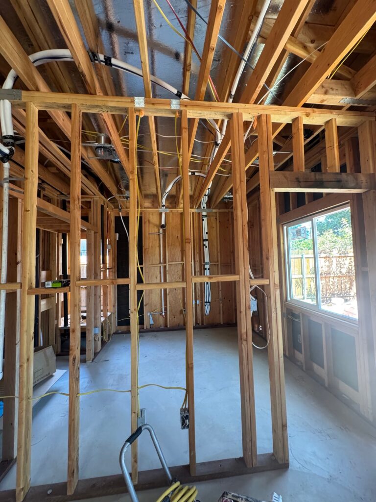 ADU framing with plumbing and electrical rough-in, Anaheim, CA