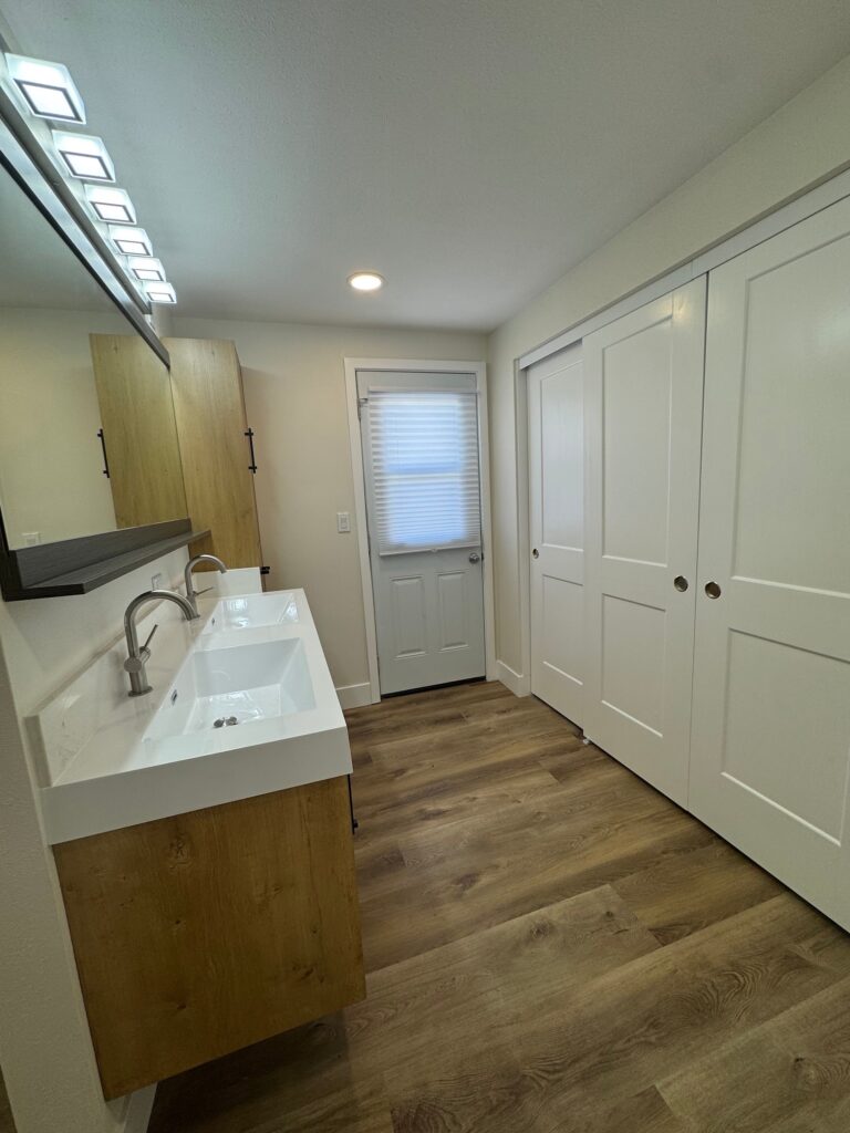 Bathroom vanity and closet after remodel, Anaheim, CA